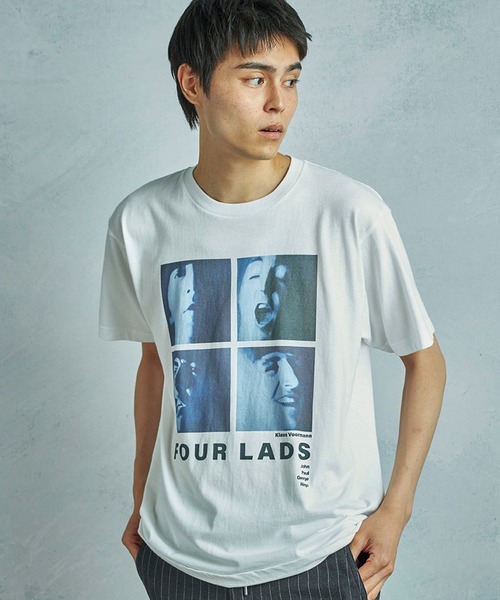 MEN'S BIGI(メンズビギ)の「【THE CULTURE CODE x Klaus Voormann x MEN'S BIGI / ザ・カルチャーコード x クラウス・フォアマン x メンズビギ】 別注プリントTシャツ<Four Lads>(Tシャツ/カットソー・メンズ・ホワイト/ブラック・02/03/04)」の1枚目の写真