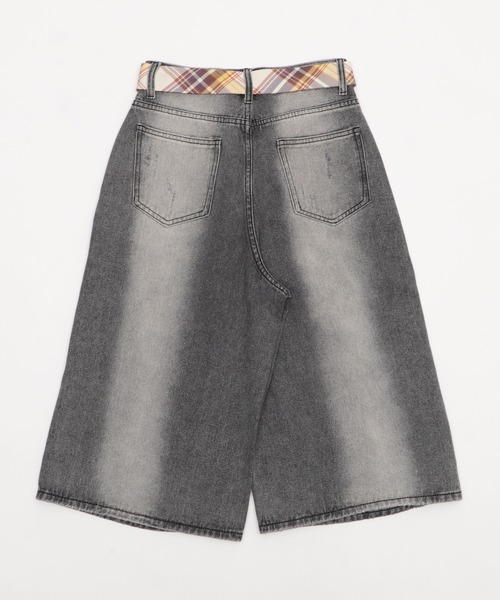 dispark（ディスパーク）の「DISPARK/タイ付きダメージハーフデニムパンツ（デニムパンツ・レディース・ブルー系1/ブラック系2・MEDIUM/SMALL）」の6枚目の写真