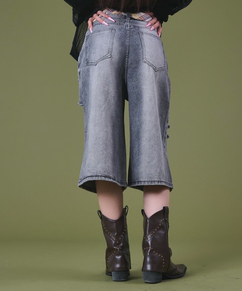 dispark（ディスパーク）の「DISPARK/タイ付きダメージハーフデニムパンツ（デニムパンツ・レディース・ブルー系1/ブラック系2・MEDIUM/SMALL）」の16枚目の写真