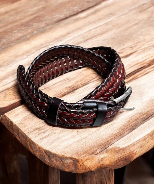 レザー 編み込み ベルト 【 細かいサイズ調節も可能 】（ベルト