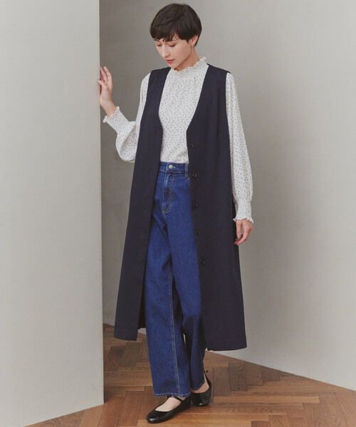 ONIGIRI（オニギリ）の「ストレッチデニム　ベーシックパンツ（デニムパンツ・レディース・ネイビー/チャコール・X-LARGE/X-SMALL/LARGE/MEDIUM/SMALL）」の3枚目の写真