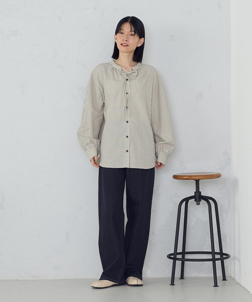 ONIGIRI（オニギリ）の「ストレッチデニム　ベーシックパンツ（デニムパンツ・レディース・ネイビー/チャコール・X-LARGE/X-SMALL/LARGE/MEDIUM/SMALL）」の5枚目の写真