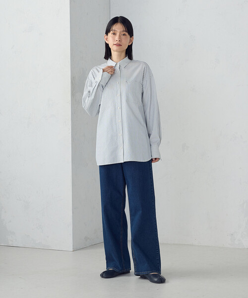 ONIGIRI（オニギリ）の「ストレッチデニム　ベーシックパンツ（デニムパンツ・レディース・ネイビー/チャコール・X-LARGE/X-SMALL/LARGE/MEDIUM/SMALL）」の9枚目の写真