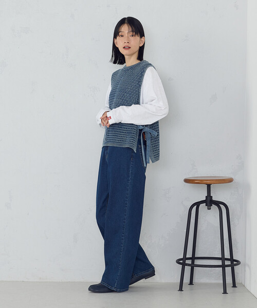 ONIGIRI（オニギリ）の「ストレッチデニム　ベーシックパンツ（デニムパンツ・レディース・ネイビー/チャコール・X-LARGE/X-SMALL/LARGE/MEDIUM/SMALL）」の12枚目の写真