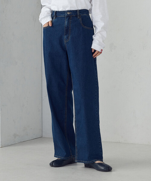 ONIGIRI（オニギリ）の「ストレッチデニム　ベーシックパンツ（デニムパンツ・レディース・ネイビー/チャコール・X-LARGE/X-SMALL/LARGE/MEDIUM/SMALL）」の13枚目の写真