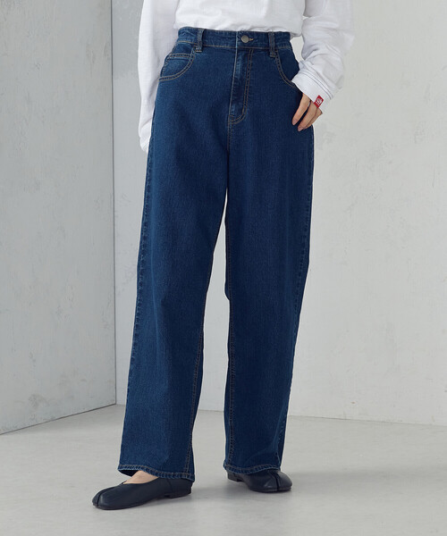 ONIGIRI（オニギリ）の「ストレッチデニム　ベーシックパンツ（デニムパンツ・レディース・ネイビー/チャコール・X-LARGE/X-SMALL/LARGE/MEDIUM/SMALL）」の14枚目の写真