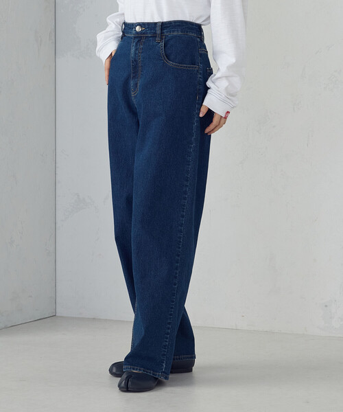 ONIGIRI（オニギリ）の「ストレッチデニム　ベーシックパンツ（デニムパンツ・レディース・ネイビー/チャコール・X-LARGE/X-SMALL/LARGE/MEDIUM/SMALL）」の15枚目の写真