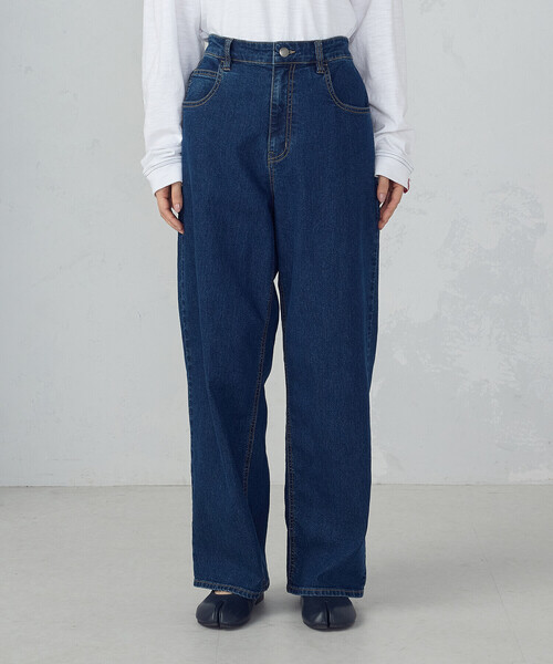 ONIGIRI（オニギリ）の「ストレッチデニム　ベーシックパンツ（デニムパンツ・レディース・ネイビー/チャコール・X-LARGE/X-SMALL/LARGE/MEDIUM/SMALL）」の16枚目の写真