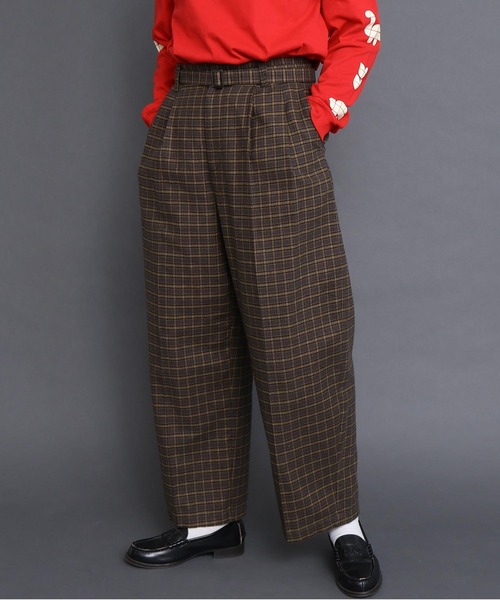 I am I in fact...(アイアムアイインファクト)の「VIERA CHECK TUCK パンツ(その他パンツ・レディース・グリーン/ブラウン・FREE)」の1枚目の写真