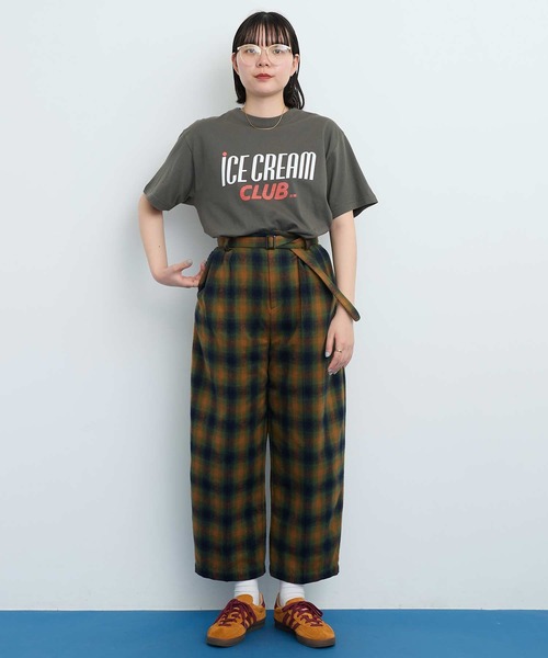 I am I in fact...(アイアムアイインファクト)の「VIERA CHECK TUCK パンツ(その他パンツ・レディース・グリーン/ブラウン・FREE)」の17枚目の写真