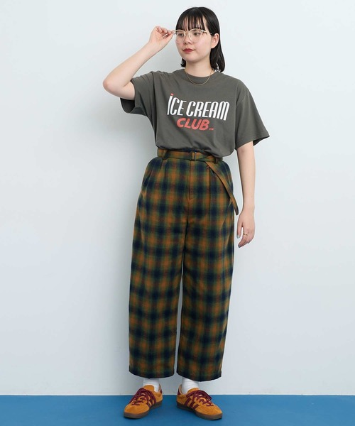 I am I in fact...(アイアムアイインファクト)の「VIERA CHECK TUCK パンツ(その他パンツ・レディース・グリーン/ブラウン・FREE)」の8枚目の写真
