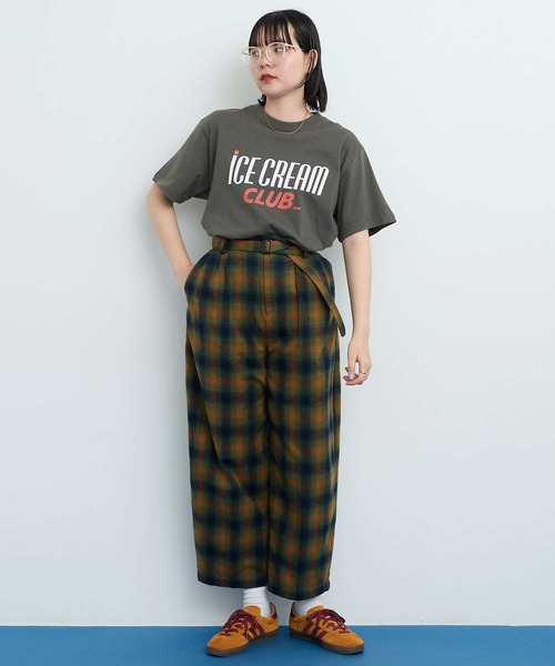 I am I in fact...(アイアムアイインファクト)の「VIERA CHECK TUCK パンツ(その他パンツ・レディース・グリーン/ブラウン・FREE)」の13枚目の写真