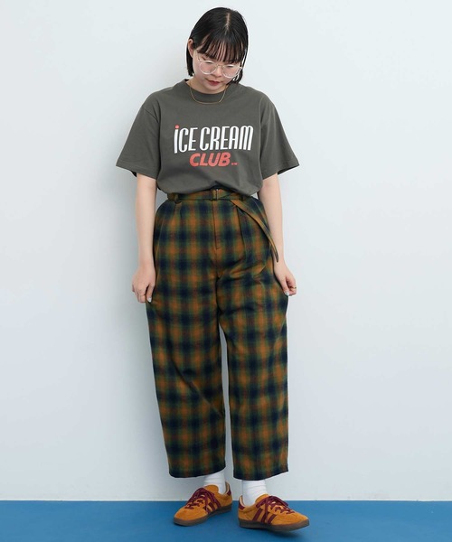 I am I in fact...(アイアムアイインファクト)の「VIERA CHECK TUCK パンツ(その他パンツ・レディース・グリーン/ブラウン・FREE)」の10枚目の写真