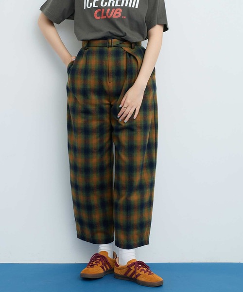 I am I in fact...(アイアムアイインファクト)の「VIERA CHECK TUCK パンツ(その他パンツ・レディース・グリーン/ブラウン・FREE)」の4枚目の写真