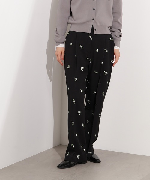 N.（N. Natural Beauty Basic）（エヌエヌナチュラルビューティーベーシック）の「【PS/低身長サイズ】エンブロイダリーフラワーパンツ（その他パンツ・レディース・ブラック/ブラウン・MEDIUM/PS）」の16枚目の写真