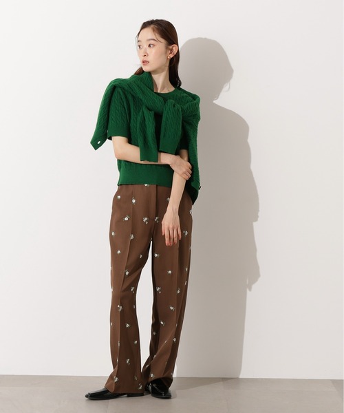 N.（N. Natural Beauty Basic）（エヌエヌナチュラルビューティーベーシック）の「【PS/低身長サイズ】エンブロイダリーフラワーパンツ（その他パンツ・レディース・ブラック/ブラウン・MEDIUM/PS）」の5枚目の写真