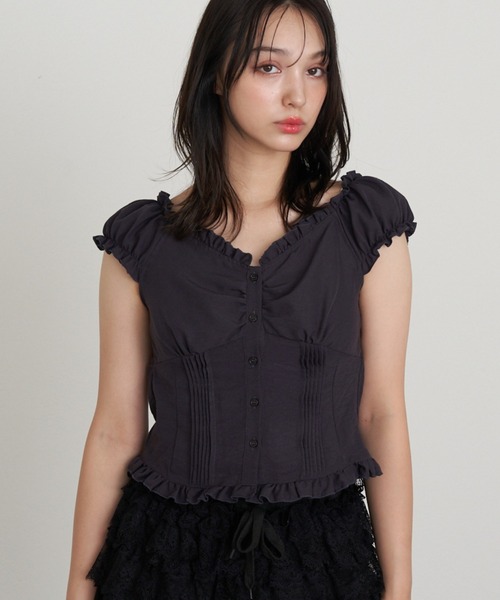 RAY CASSIN(レイカズン)の「コンパクトヘンリーブラウス(シャツ/ブラウス・レディース・ブラック系その他2/アイボリー/チャコールグレー/ブラウン系その他2・FREE)」の1枚目の写真