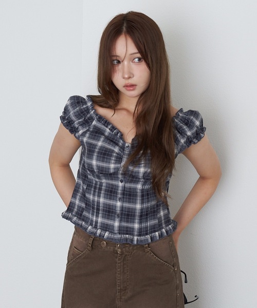 RAY CASSIN(レイカズン)の「コンパクトヘンリーブラウス(シャツ/ブラウス・レディース・ブラック系その他2/アイボリー/チャコールグレー/ブラウン系その他2・FREE)」の3枚目の写真