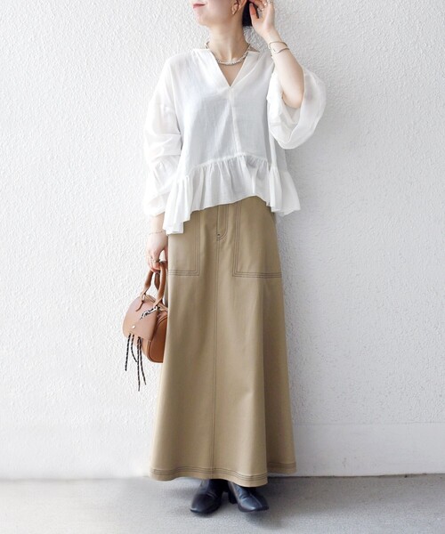 セール】SHIPS any:〈洗濯機可能〉コットン モス ラッフル フリル