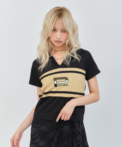 atmos pink(アトモスピンク)の「atmos pink Rugger Polo Shirt / アトモス ピンク ラガー ポロシャツ(ポロシャツ・レディース・ブラック/ピンク・FREE)」の14枚目の写真