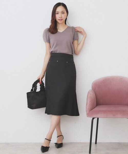 index（インデックス）の「バックフレアマーメイドスカート【洗濯機洗い可/イージーアイロン】（スカート・レディース・ブラック/イエロー系その他/ベージュ・36/38/40/42）」の5枚目の写真