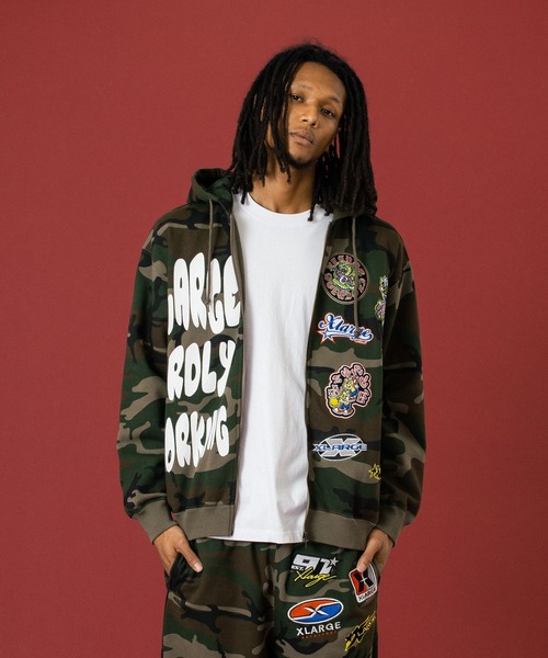 MULTI LOGO ZIP UP HOODED SWEATSHIRT（パーカー）｜XLARGE