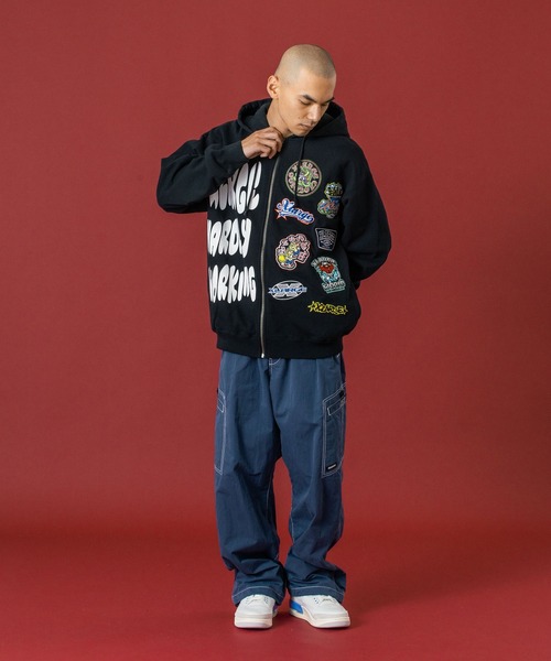 MULTI LOGO ZIP UP HOODED SWEATSHIRT（パーカー）｜XLARGE