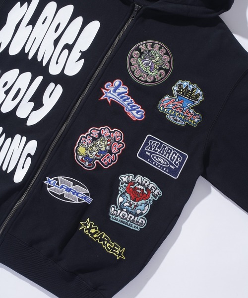 MULTI LOGO ZIP UP HOODED SWEATSHIRT（パーカー）｜XLARGE