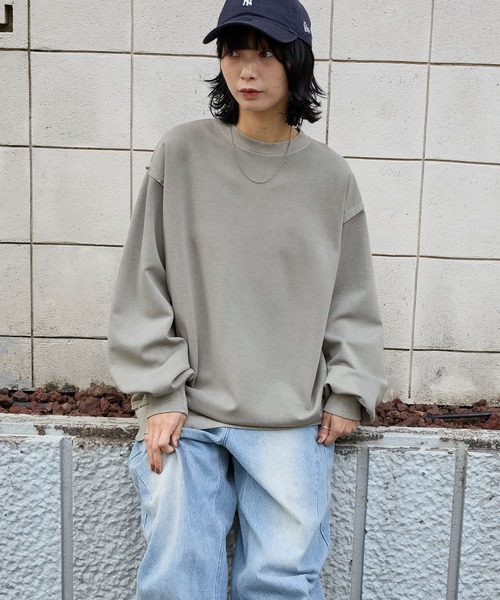 セール】ヴィンテージ加工 ビッグシルエットダンボールクルー