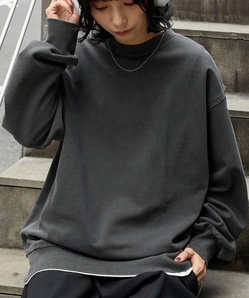 セール】ヴィンテージ加工 ビッグシルエットダンボールクルー