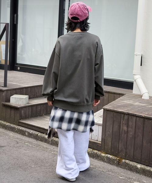 ヴィンテージ加工 ビッグシルエットダンボールクルーネックライト