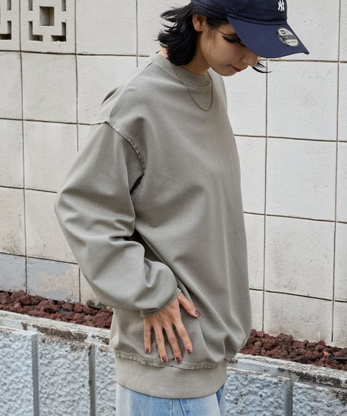 ヴィンテージ加工 ビッグシルエットダンボールクルーネックライト