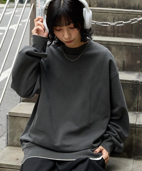 ヴィンテージ加工 ビッグシルエットダンボールクルーネック