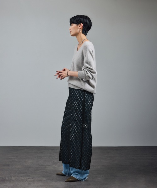 SALON adam et rope'（サロン アダム エ ロペ）の「ラッセルレースヘムスカラップスカート / セットアップ対応（スカート・レディース・ブラック/オフホワイト/グリーン系その他・FREE）」の9枚目の写真