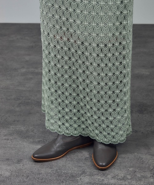 SALON adam et rope'（サロン アダム エ ロペ）の「ラッセルレースヘムスカラップスカート / セットアップ対応（スカート・レディース・ブラック/オフホワイト/グリーン系その他・FREE）」の22枚目の写真