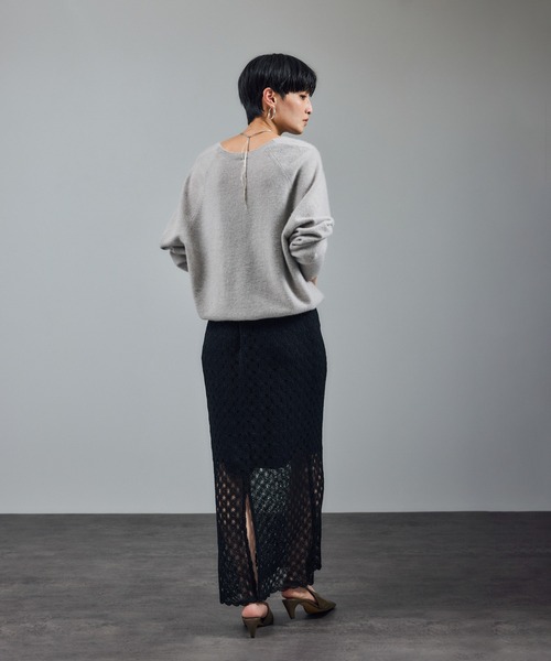 SALON adam et rope'（サロン アダム エ ロペ）の「ラッセルレースヘムスカラップスカート / セットアップ対応（スカート・レディース・ブラック/オフホワイト/グリーン系その他・FREE）」の15枚目の写真