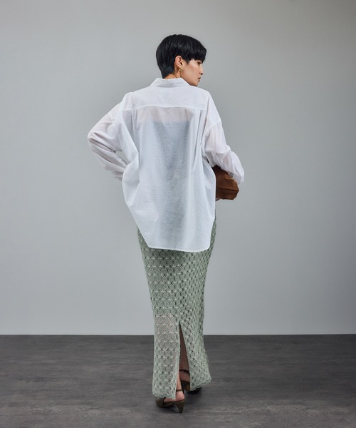 SALON adam et rope'（サロン アダム エ ロペ）の「ラッセルレースヘムスカラップスカート / セットアップ対応（スカート・レディース・ブラック/オフホワイト/グリーン系その他・FREE）」の5枚目の写真