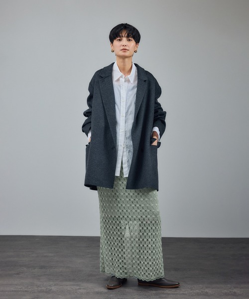 SALON adam et rope'（サロン アダム エ ロペ）の「ラッセルレースヘムスカラップスカート / セットアップ対応（スカート・レディース・ブラック/オフホワイト/グリーン系その他・FREE）」の4枚目の写真