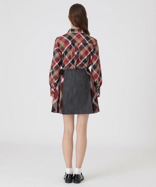 極美品★ブルーレーベルクレストブリッジ プリーツ 黒 チェック キルトスカート BLUE LABEL CRESTBRIDGE（ブルーレーベルクレストブリッジ）の