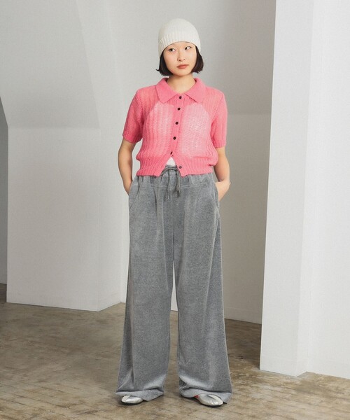 Ray BEAMS（レイビームス）の「ベロア ワイド スウェット パンツ（スウェットパンツ・レディース・グレー/ブラック・1/0）」の7枚目の写真