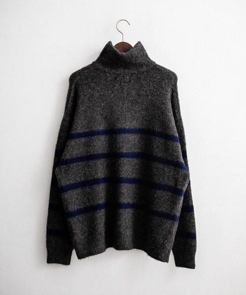 Rocky Monroe（ロッキーモンロー）の「オーバーサイズハーフジップシャギーボーダーニット/モヘアタッチハイネックニット（ニット/セーター・メンズ・ブラック/ネイビー/チャコール・M/L）」の16枚目の写真