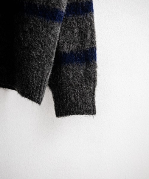 Rocky Monroe（ロッキーモンロー）の「オーバーサイズハーフジップシャギーボーダーニット/モヘアタッチハイネックニット（ニット/セーター・メンズ・ブラック/ネイビー/チャコール・M/L）」の18枚目の写真