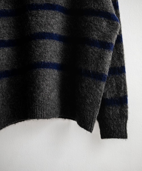 Rocky Monroe（ロッキーモンロー）の「オーバーサイズハーフジップシャギーボーダーニット/モヘアタッチハイネックニット（ニット/セーター・メンズ・ブラック/ネイビー/チャコール・M/L）」の19枚目の写真