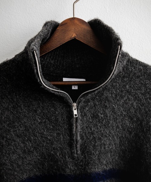 Rocky Monroe（ロッキーモンロー）の「オーバーサイズハーフジップシャギーボーダーニット/モヘアタッチハイネックニット（ニット/セーター・メンズ・ブラック/ネイビー/チャコール・M/L）」の20枚目の写真