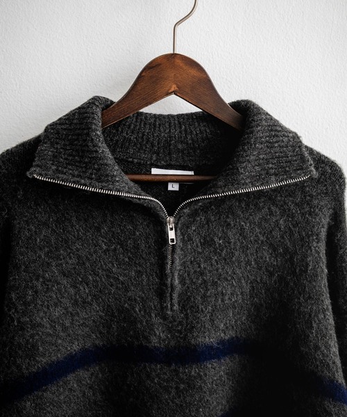Rocky Monroe（ロッキーモンロー）の「オーバーサイズハーフジップシャギーボーダーニット/モヘアタッチハイネックニット（ニット/セーター・メンズ・ブラック/ネイビー/チャコール・M/L）」の21枚目の写真