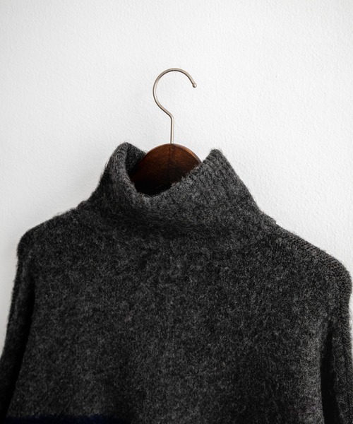 Rocky Monroe（ロッキーモンロー）の「オーバーサイズハーフジップシャギーボーダーニット/モヘアタッチハイネックニット（ニット/セーター・メンズ・ブラック/ネイビー/チャコール・M/L）」の10枚目の写真