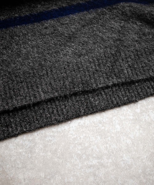 Rocky Monroe（ロッキーモンロー）の「オーバーサイズハーフジップシャギーボーダーニット/モヘアタッチハイネックニット（ニット/セーター・メンズ・ブラック/ネイビー/チャコール・M/L）」の11枚目の写真
