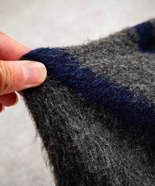 Rocky Monroe（ロッキーモンロー）の「オーバーサイズハーフジップシャギーボーダーニット/モヘアタッチハイネックニット（ニット/セーター・メンズ・ブラック/ネイビー/チャコール・M/L）」の12枚目の写真