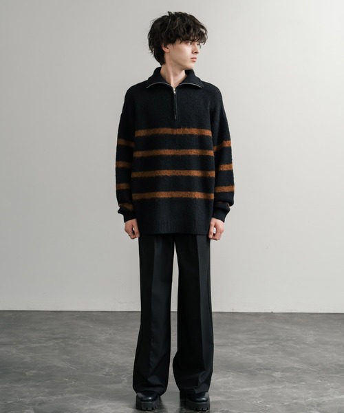 Rocky Monroe（ロッキーモンロー）の「オーバーサイズハーフジップシャギーボーダーニット/モヘアタッチハイネックニット（ニット/セーター・メンズ・ブラック/ネイビー/チャコール・M/L）」の14枚目の写真