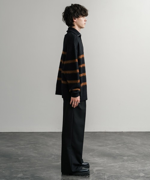 Rocky Monroe（ロッキーモンロー）の「オーバーサイズハーフジップシャギーボーダーニット/モヘアタッチハイネックニット（ニット/セーター・メンズ・ブラック/ネイビー/チャコール・M/L）」の15枚目の写真